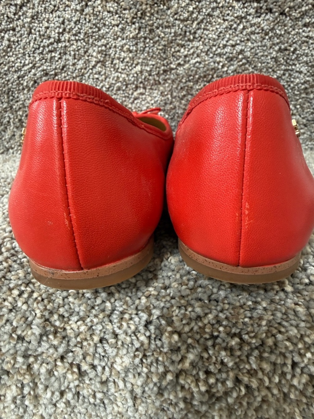 Tory Burch Orange/Red Leather Bow Ballet Flats - Picture 3 of 8